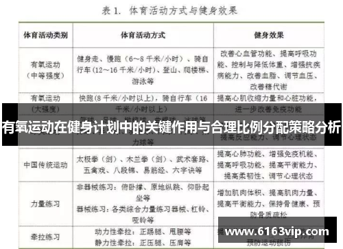 有氧运动在健身计划中的关键作用与合理比例分配策略分析